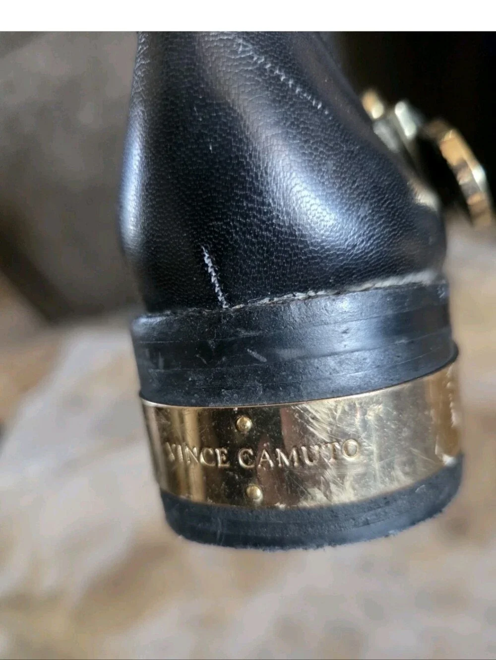 Vince Camuto  Winchell Women's Black & Gold Leather Boots US Size 7 1/2 M